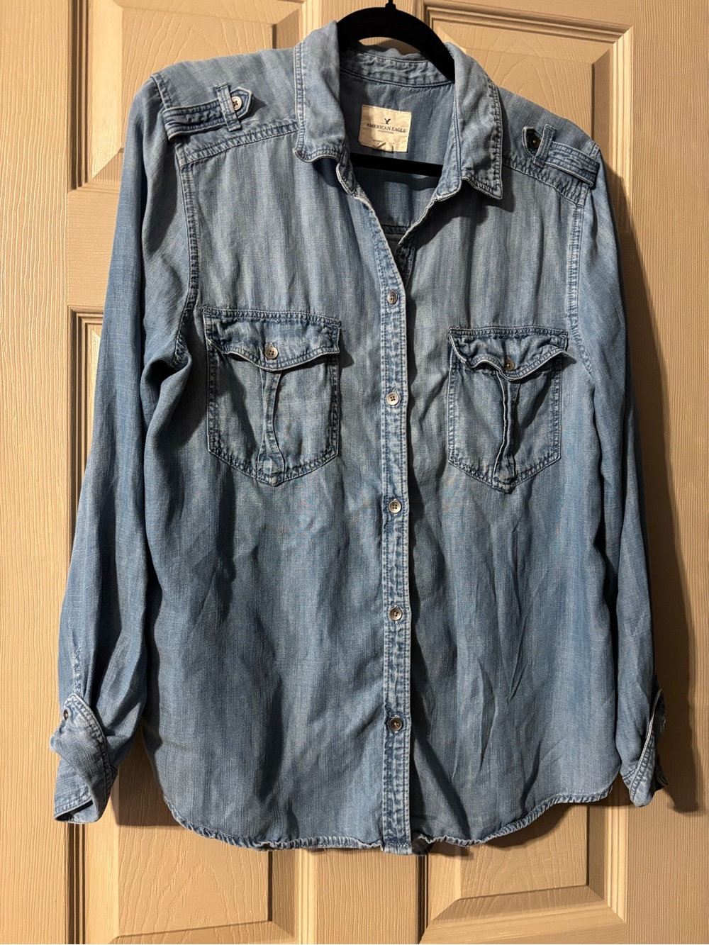 American Eagle Outfitters Light Blue Denim Shirt